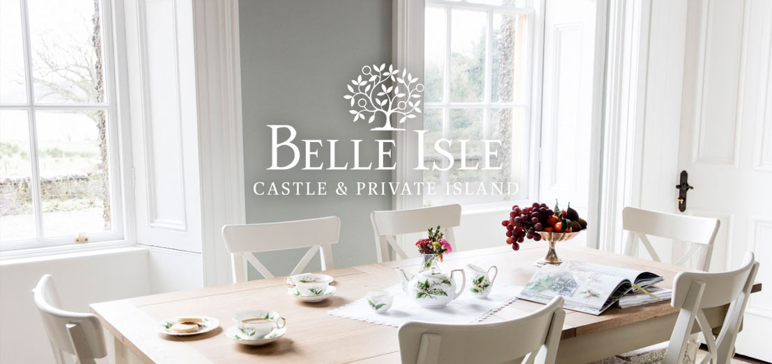 The dining room of Belle Isle's Hamilton Wing with a view of Lough Erne