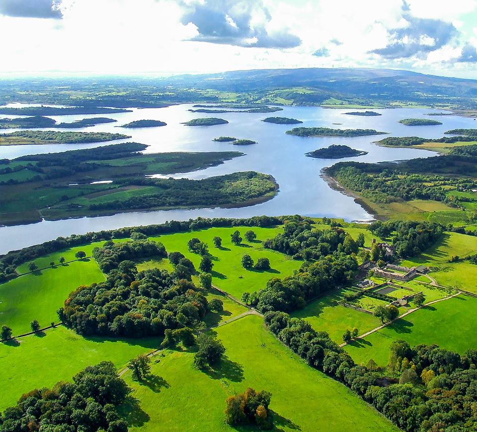 Aerial view of Belle Isle Estate in Lower Lough Erne, Fermanagh